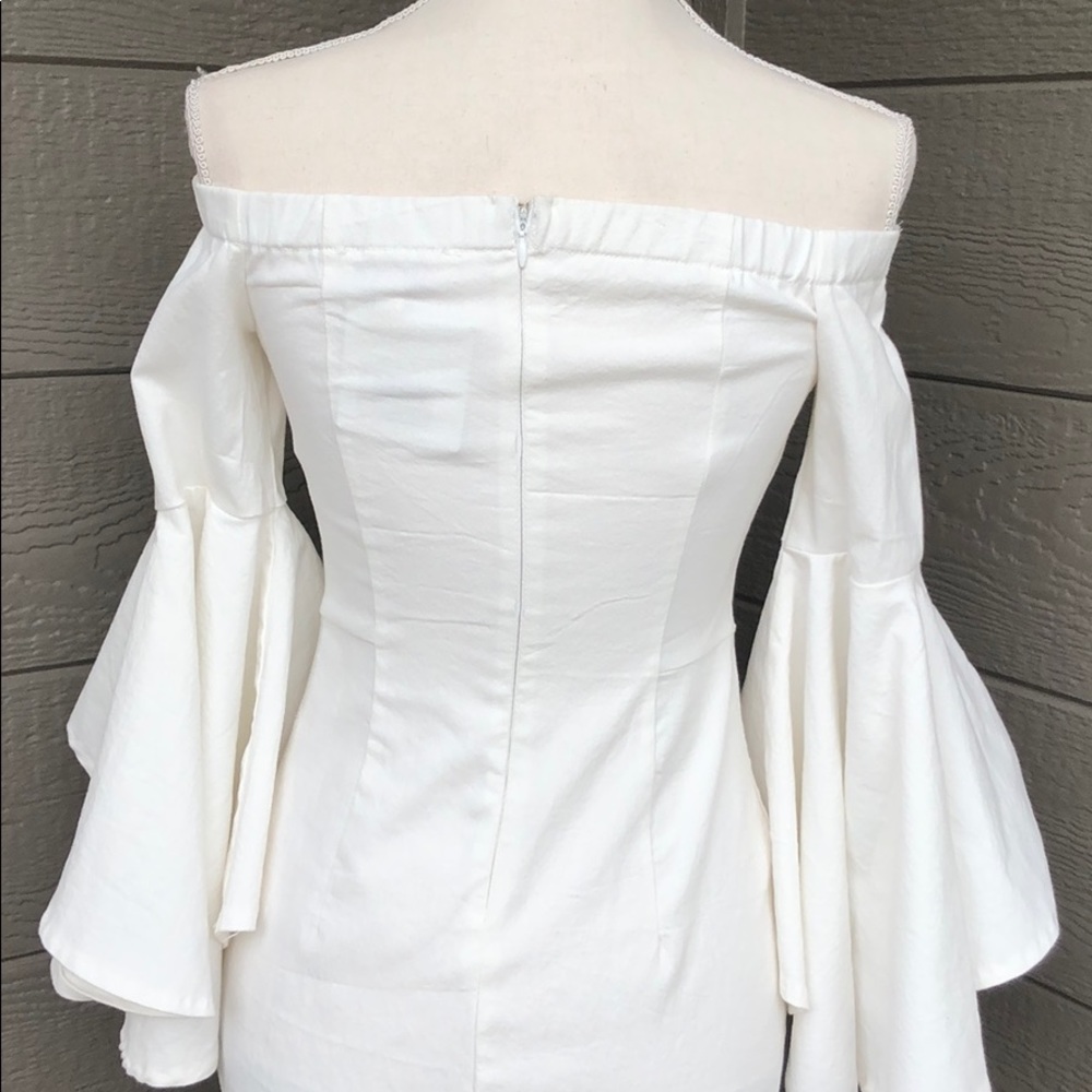 Jealous Tomato White Off the Shoulder Ruffle Dress - Picture 6 of 8